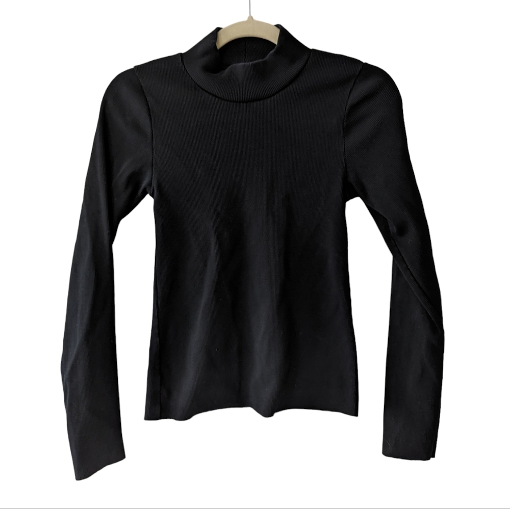 For Days Organic Cotton Ribbed Mockneck, Black size Medium
